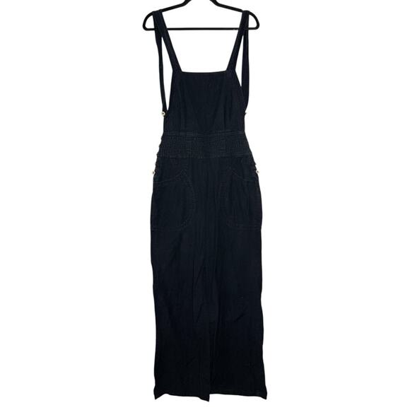 Ulla Johnson Black Cotton Wide Leg Suvi Overalls Jumpsuit - 6 belt missing - Picture 2 of 12